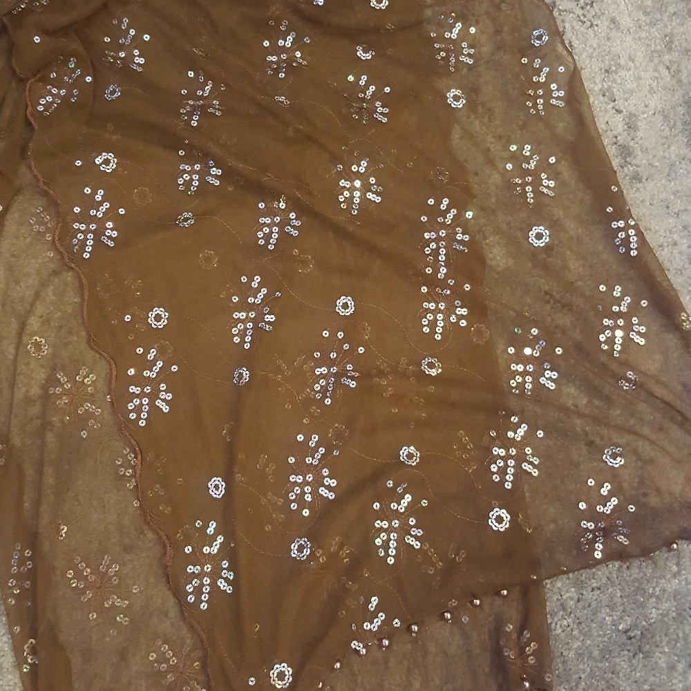 Beautiful large rayon scarf with beads on the end